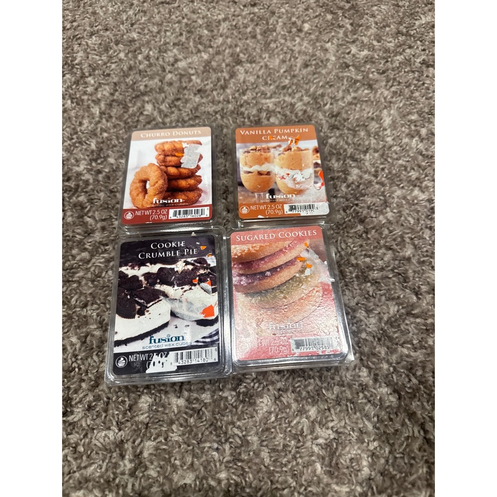 Fusion Scented Wax Cubes 4 Pack Churro Donuts Vanilla Pumpkin Cookie Crumble